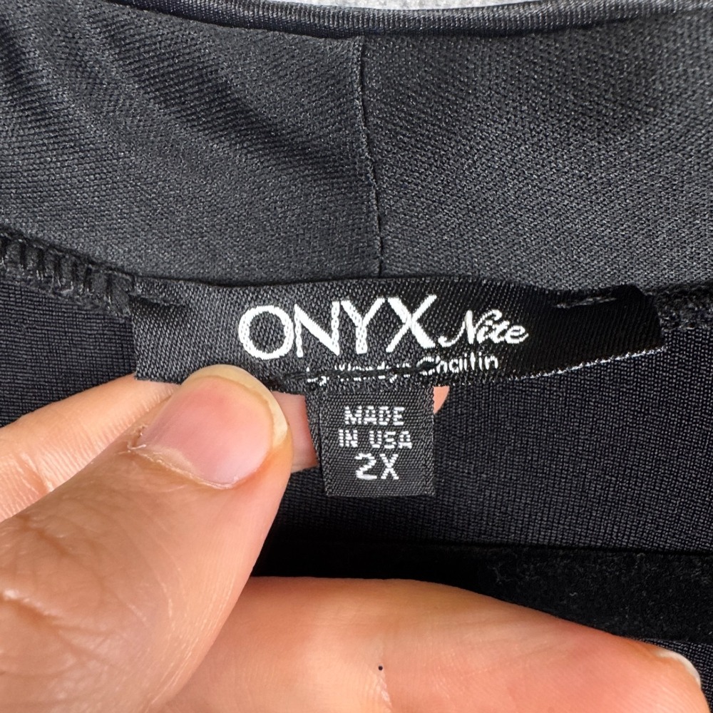 VTG Onyx Nite by Wendye Chiatin Top Womens 2X Glitter Glam Wrap Office Career‎ - Picture 7 of 12
